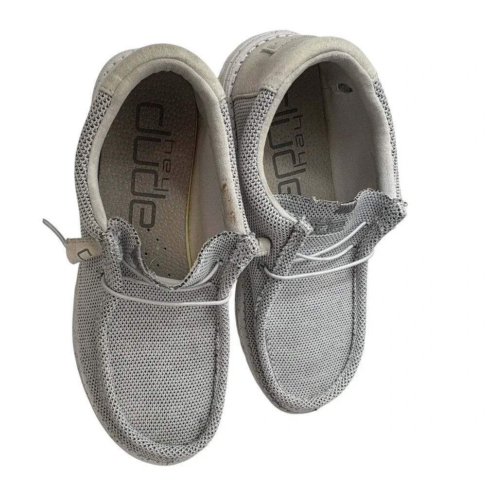 Hey Dude Wally Men's Size 9 Stone White Gray Fleece Loafers‎ Summer Beach Shoes